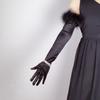 Elegant Women's Long Fluffy Gloves Satin Vintage Women's Long Mittens Comfortable Flexible Women Cosplay Gloves
