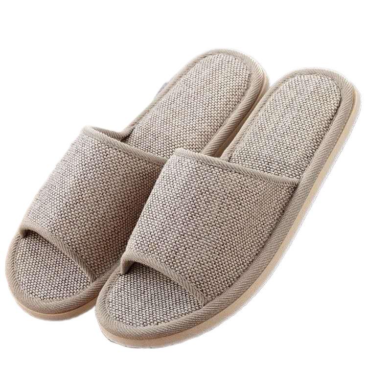 Linen Foam Sole Indoor Slippers - Breathable, Silent, Solid Color for Home & Hotel Use