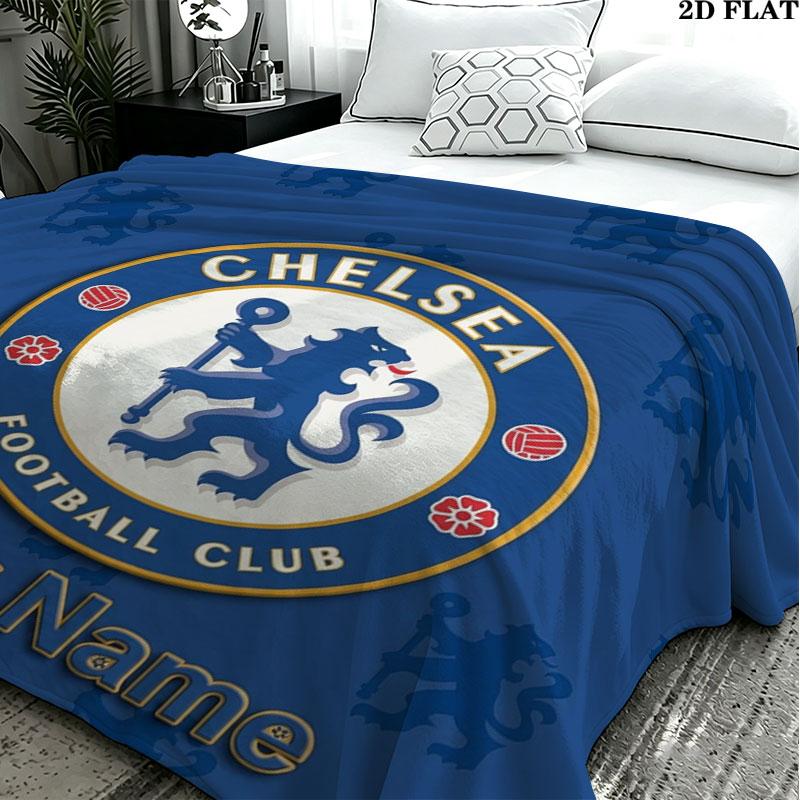 1PC Chelsea F Custom Name Patterned Flannel Blanket Suitable For All Seasons for Home Decor Warmth and Comfort Gifts Holiday Present