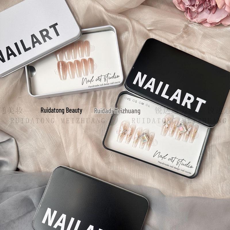 Nail Art Luxury Iron Storage Box for Handmade Press-On Nails