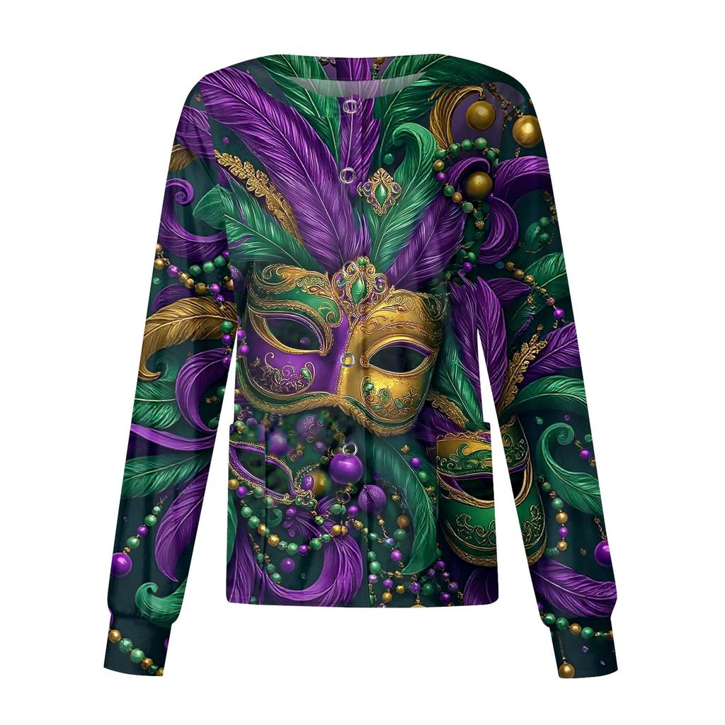 Women's Casual Long-sleeved Single-breasted Printed Protective Clothing Cardigan Top