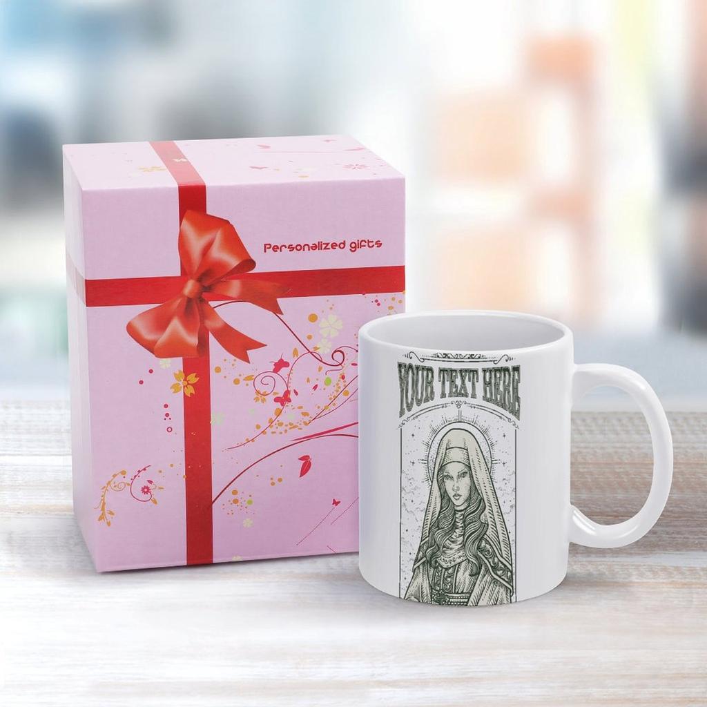 11oz Weiße Keramiktasse mit glatter bedruckter Oberfläche, stilvollem glänzendem Aussehen und hitzebeständiger Konstruktion für tägliche Bürogetränke