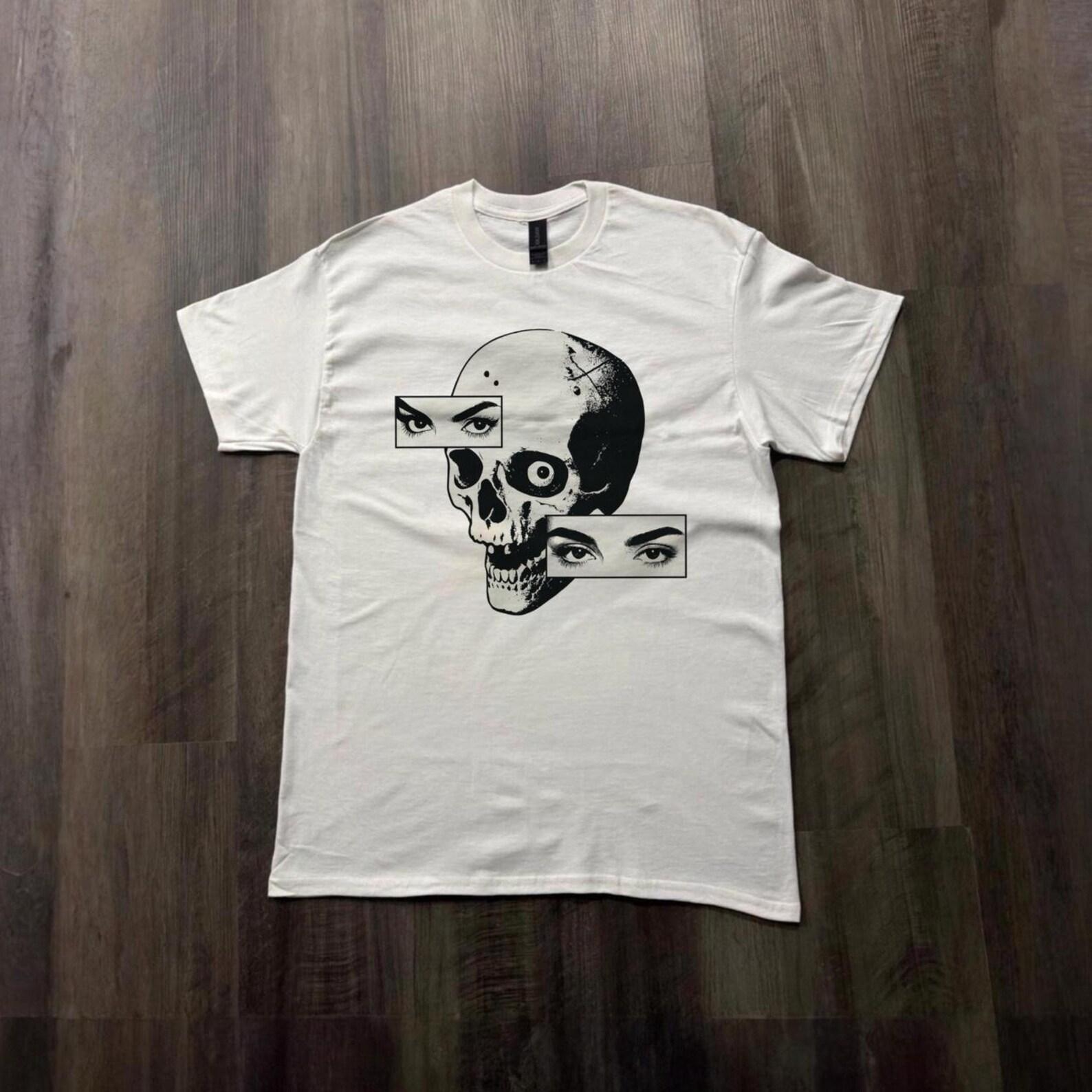 Minimalist Vintage Skull Graphic Tee | Grunge Anime Eyes Skull Shirt 3XL