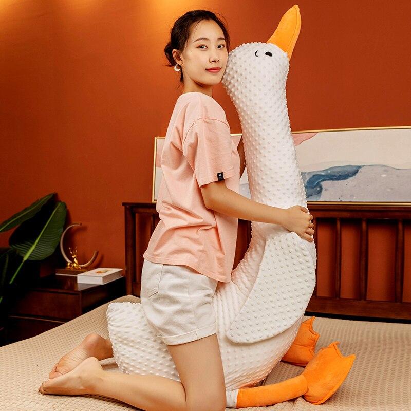 1ks 50 -120 cm Krásné plyšové hračky Husí Měkký polštářek na spaní zvířátka Kawaii Bílý polštářek s husou pro děti Dárek k narozeninám pro miminko