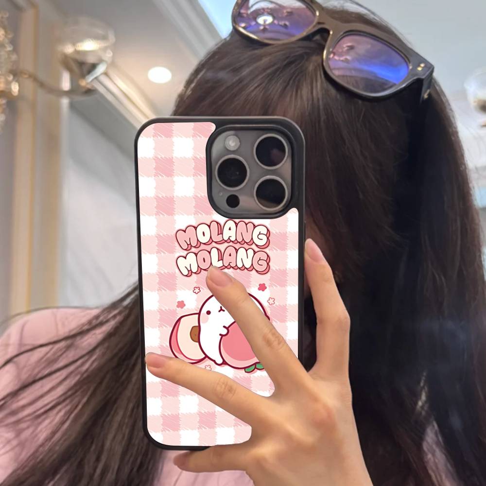 Kawaii Cute Rabbit M-MolangS Anime Phone Case For IPhone 17 16 Pro Max Air 13 12 Mini 14 15 Plus 11 PC+TPU Back Cover