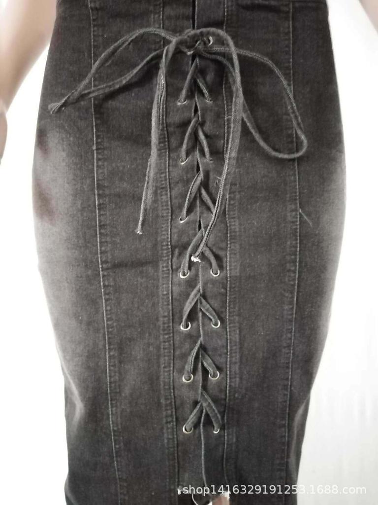 Four-color Eight-size Strap Corns Wash Denim Skirt