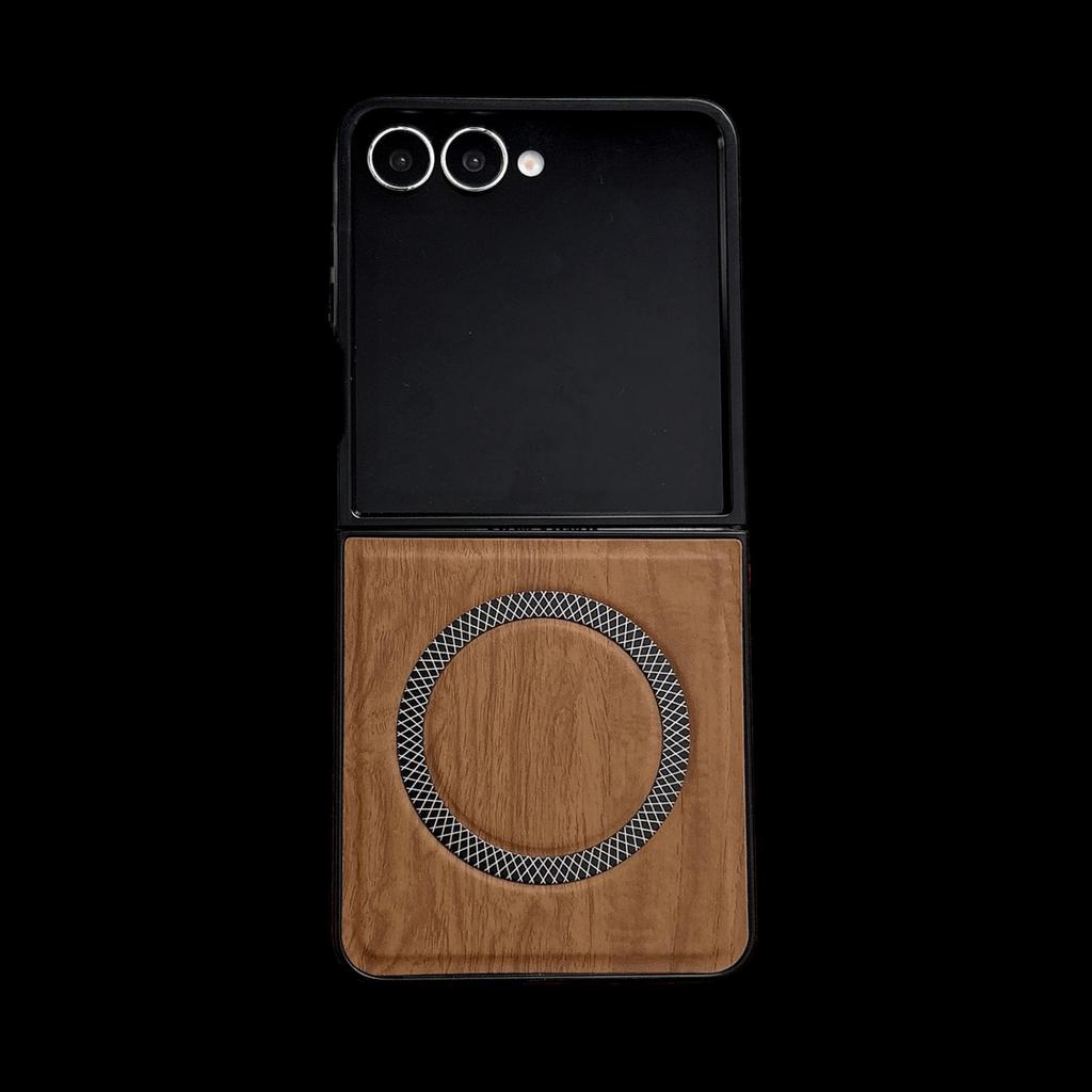 Samsung ZFlip6 Poplar Wood & Leather Phone Cases for ZFlip5 and ZFlip6