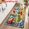 Smurfs Custom Text Flannel Floor Rug Soft Kitchen Mat Personalized Non Slip Carpet