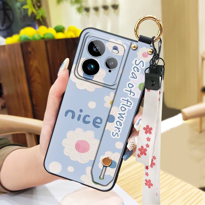 Wristband Anti-knock Phone Case For Realme GT7 Pro Kickstand Fashion Design Back Cover Phone Holder Waterproof Flower
