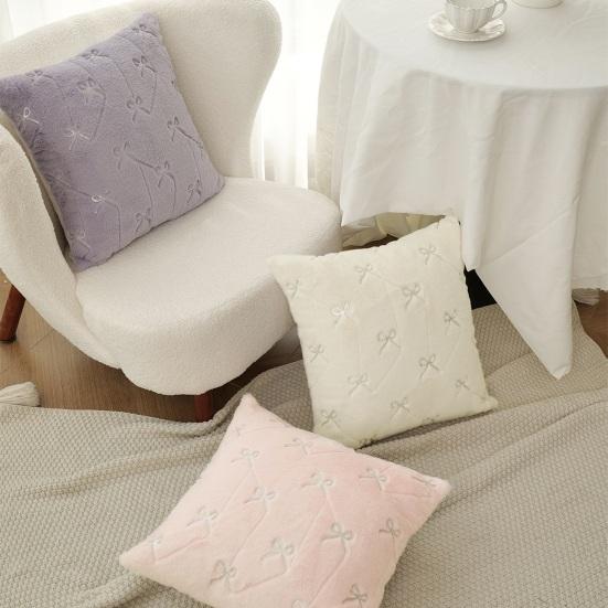 Throw Pillowcase Bowknot Pattern Hidden Zipper Wrinkle Resistant Pillow Cover Bedroom Living Room Sofa