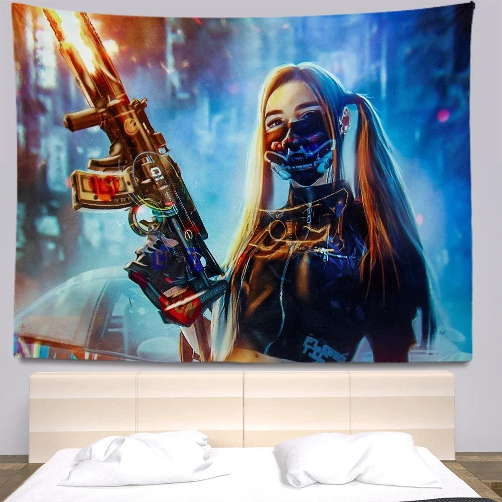 Киберпанк аниме декоративный гобелен домашний декор стены офис гостиная гобелен 100x75cm — фото 14