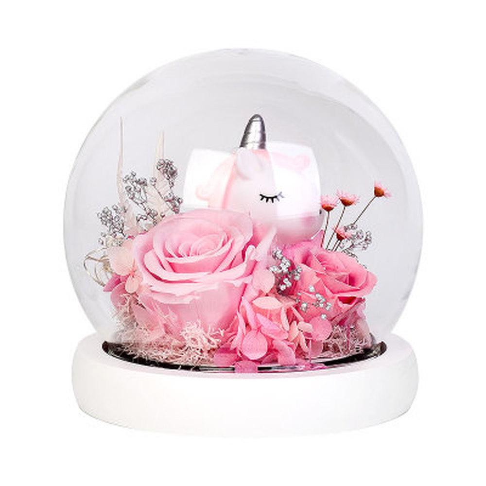Deer Immortal Flower Glass Cover Decoration Valentine's Day Gift Creative Gift Rose Immortal Flower