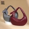Large Capacity Woven Shoulder Bag - Trendy Crescent Dumpling Handbag, Underarm Style.