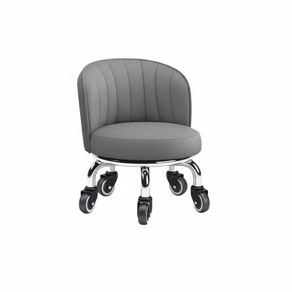 Low Rolling Stool Multifunctional Round Caster Stool Small Decorative Chair on Wheels Easy to Install High-Density Sponge