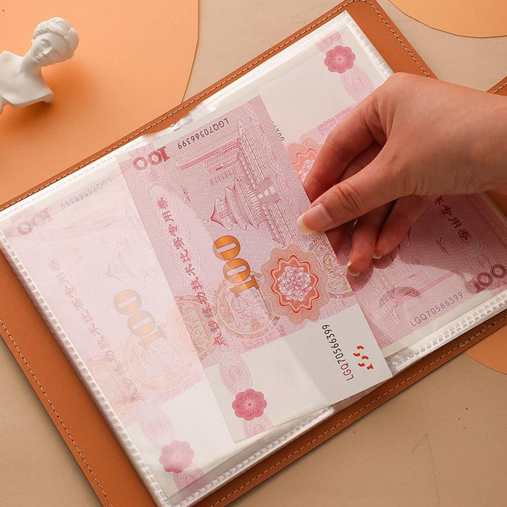1 Banknote Storage Book Made of PU Material, Can Hold 100 Banknotes, with Banknote Photos, Stamps, Bank Card Storage Book