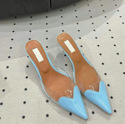 Modische Damen Transparente PVC Schuhe, Hohe Absätze, Sandalen, Sexy Party, Dopamin-Farbe, Perfektes Sommer-Match, High-Heel Pantoletten