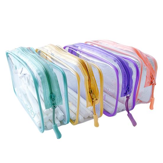 Transparent Pencil Case with Zipper Large Capacity Waterproof Pen Pouch Organizer Office Supplies School Students Stationery Bag Random Style