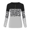 Women Fashion Patchwork Printing Lace Long Sleeve Casual Button Pullover Sweatshirt Top