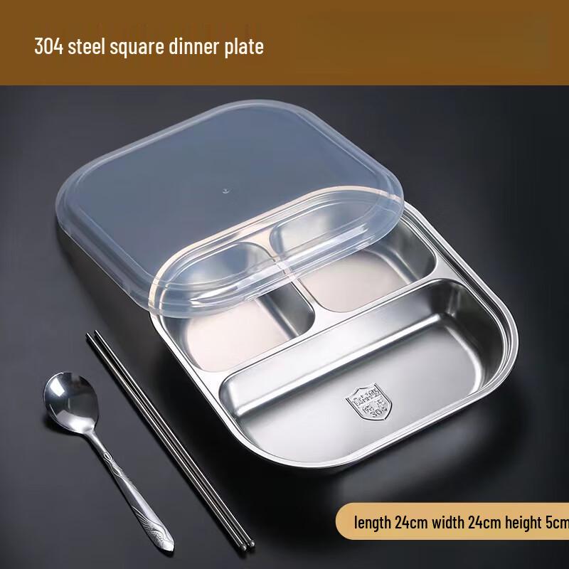 Stainless Steel Partitioned Lunch Plate