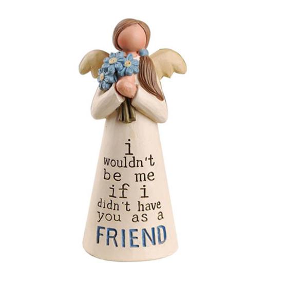 Resin Desktop Figurine Little Angel Girl/Sisterhood/Friendship Statue for Shelf Home Office Desk Car Decor