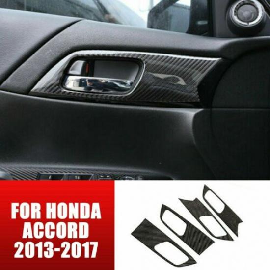 For Honda Accord 2013-2017 Real Carbon Fiber Interior Door Handle Cover Trim Kit