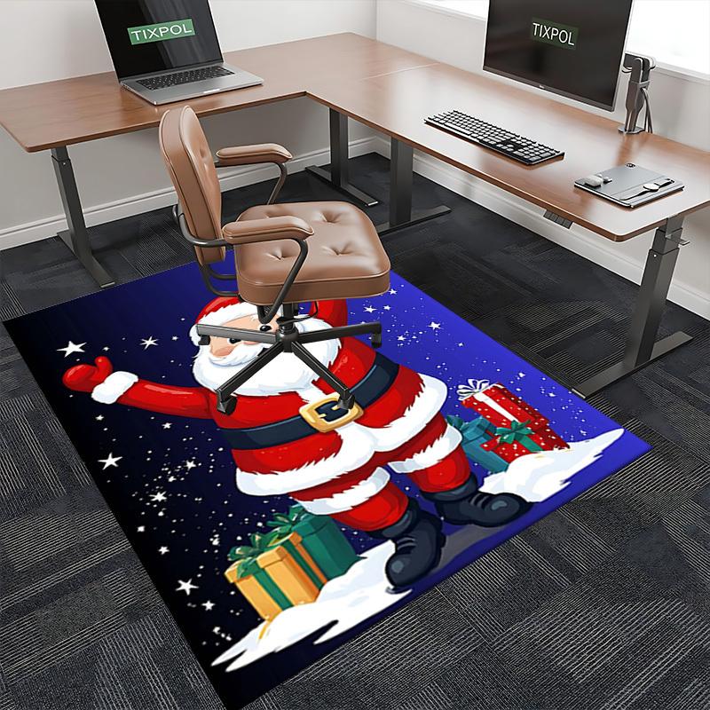 Christmas Santa Claus Chair Mat - Non-Slip Carpet for Office, Home Decor, Living Room, Bedroom, Game Room & Dormitory - Anime Cartoon Design Holiday G