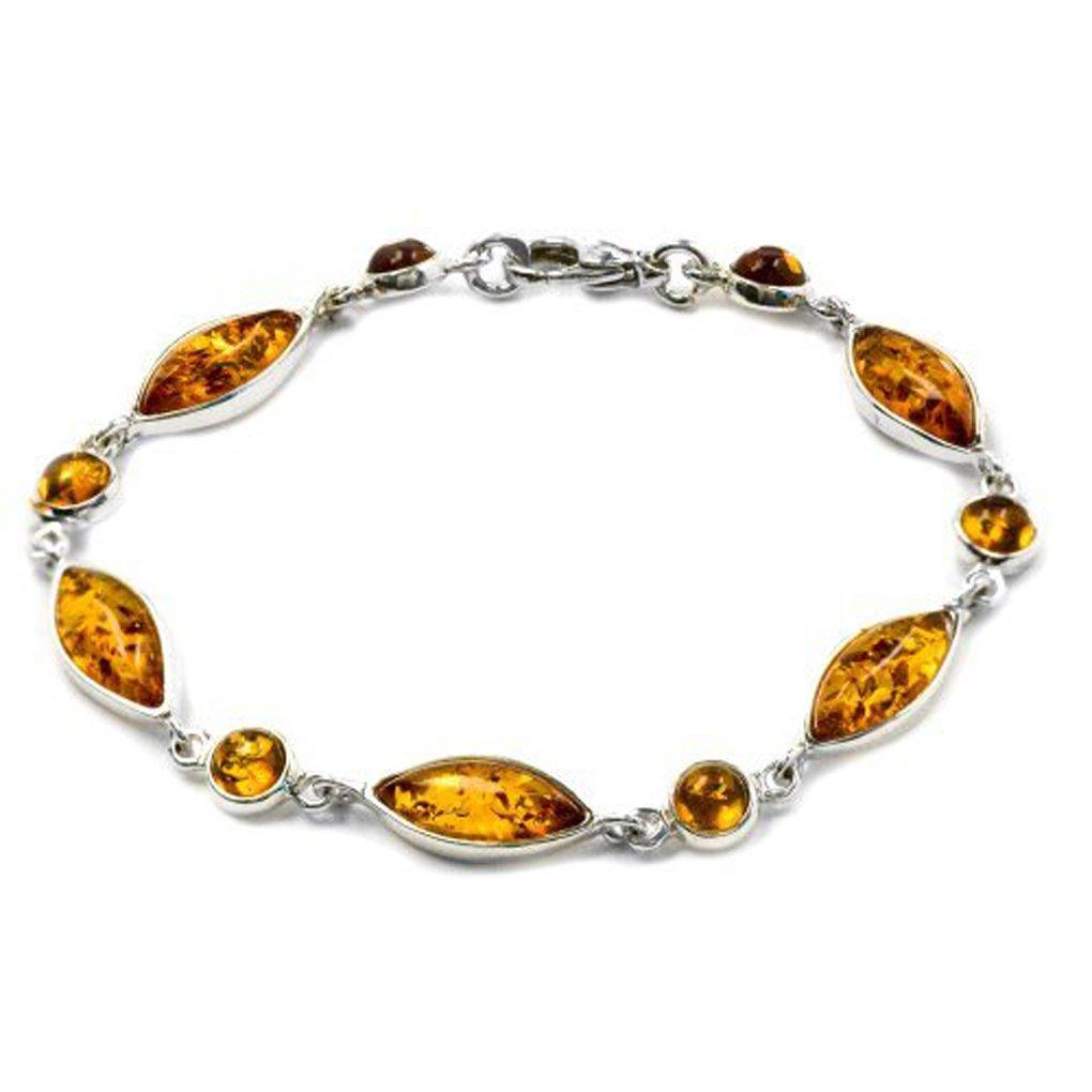 

Amber sterling silver modern marquise shape bracelet, 18 cm