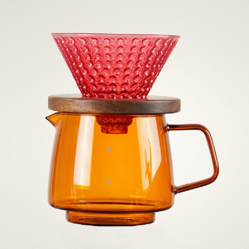Hot and cold resistant glass coffee pot strawberry filter cup V60 filter drip coffee funnel
