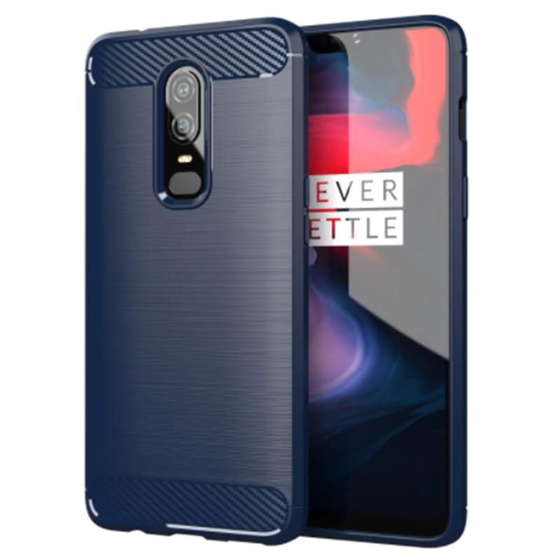 Coque antichoc en fibre de carbone pour OnePlus 6 1+6, étui en silicone pour OnePlus 6, coque arrière de protection complète