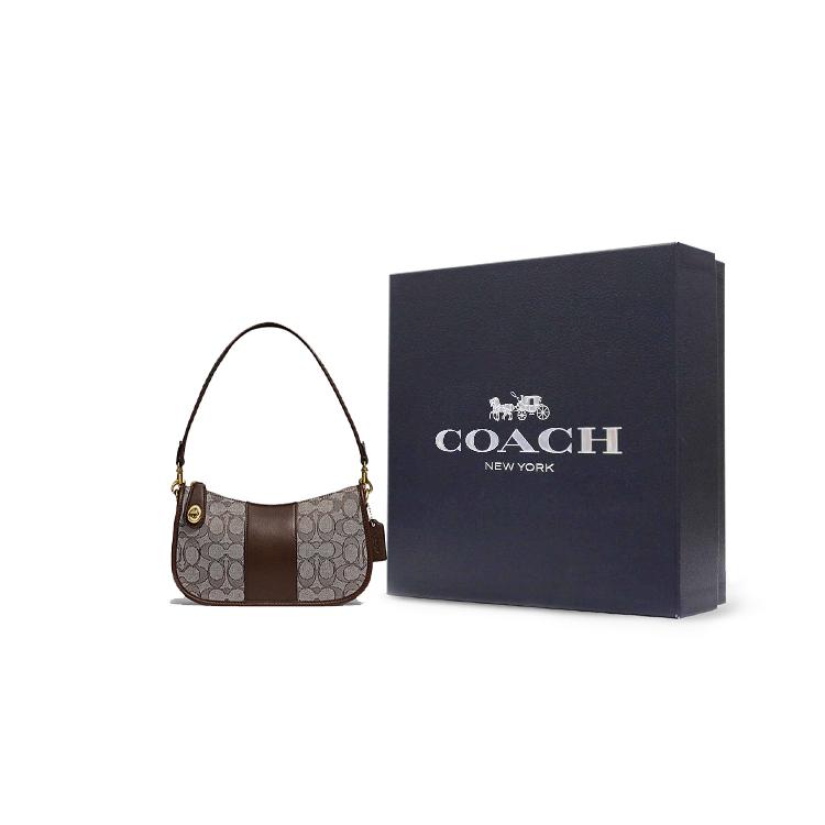 Coach Swinger Classic Jacquard Fabric Leather Shoulder Bag , Pochette , Handbag , Crossbody Bag , Shoulder Bag Women's (Unisex)