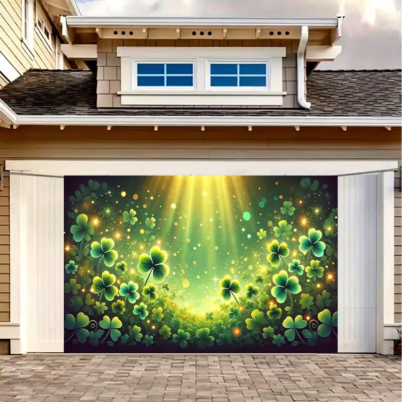 2D Holiday Background Cloth Sparkling Shamrock Banner for St. Patrick's Decor