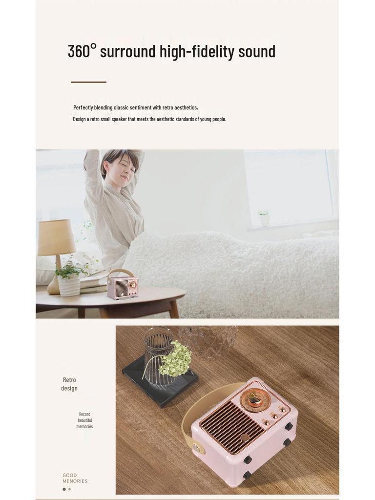 HM11 Retro Mini Bluetooth Speaker with Card Reader & FM Radio