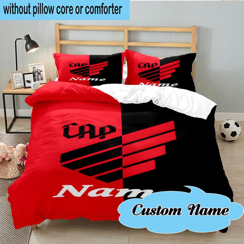 3PCS Custom Name Cap Name Wings Logo Bedding Set, Including 1pc Duvet Cover And 2pcs Pillowcases, Suitable for Dorms and Bedrooms Gift