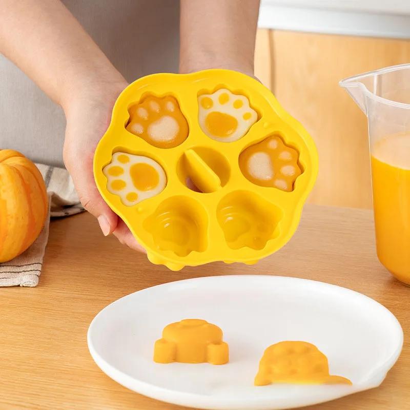 Cat's Paw Steam Cake Silicone Molds Cartoon Bear Ice Cube Silicone Mould Baby Complementary Food Silicone Mold Kitchen Accessory
