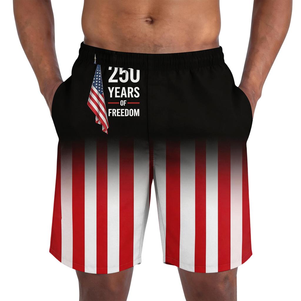 Pantalones Cortos Casuales de Moda con Estampado del Día de la Independencia para Hombre, Pantalones Cortos Deportivos Ligeros y Transpirables para Hombre