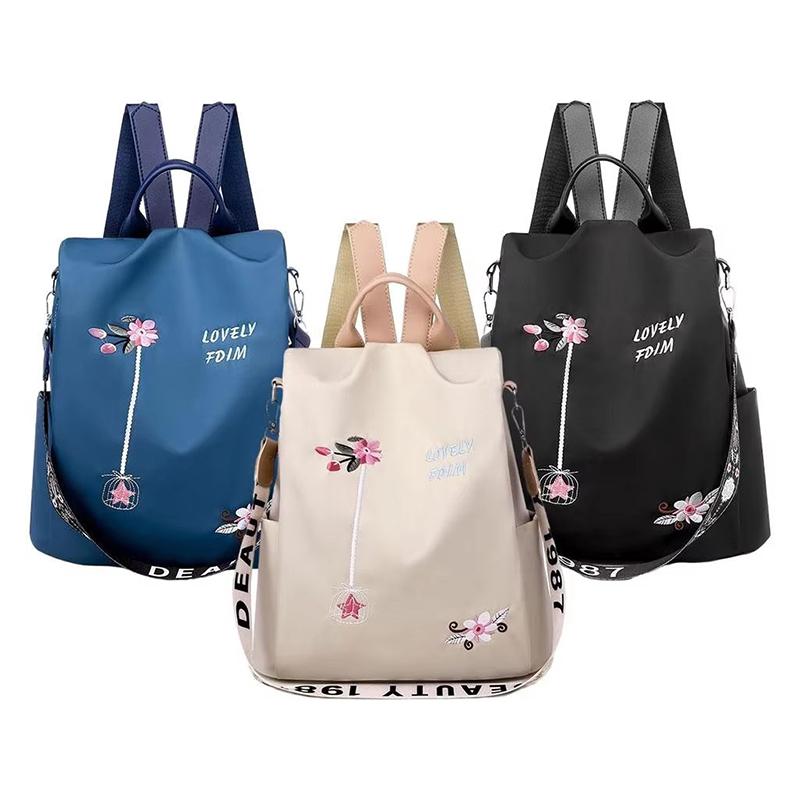 Oxford Women Backpack Fashion Casual Embroidery School Bag Water-Repellent Female Large Capacity Travel Shoulder Handbags