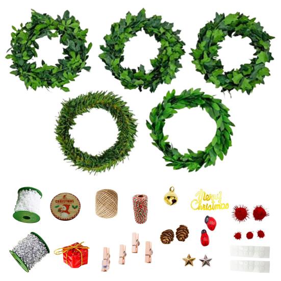5Pcs 100CM Artificial Green Leaf Garland Kit DIY Indoor Outdoor