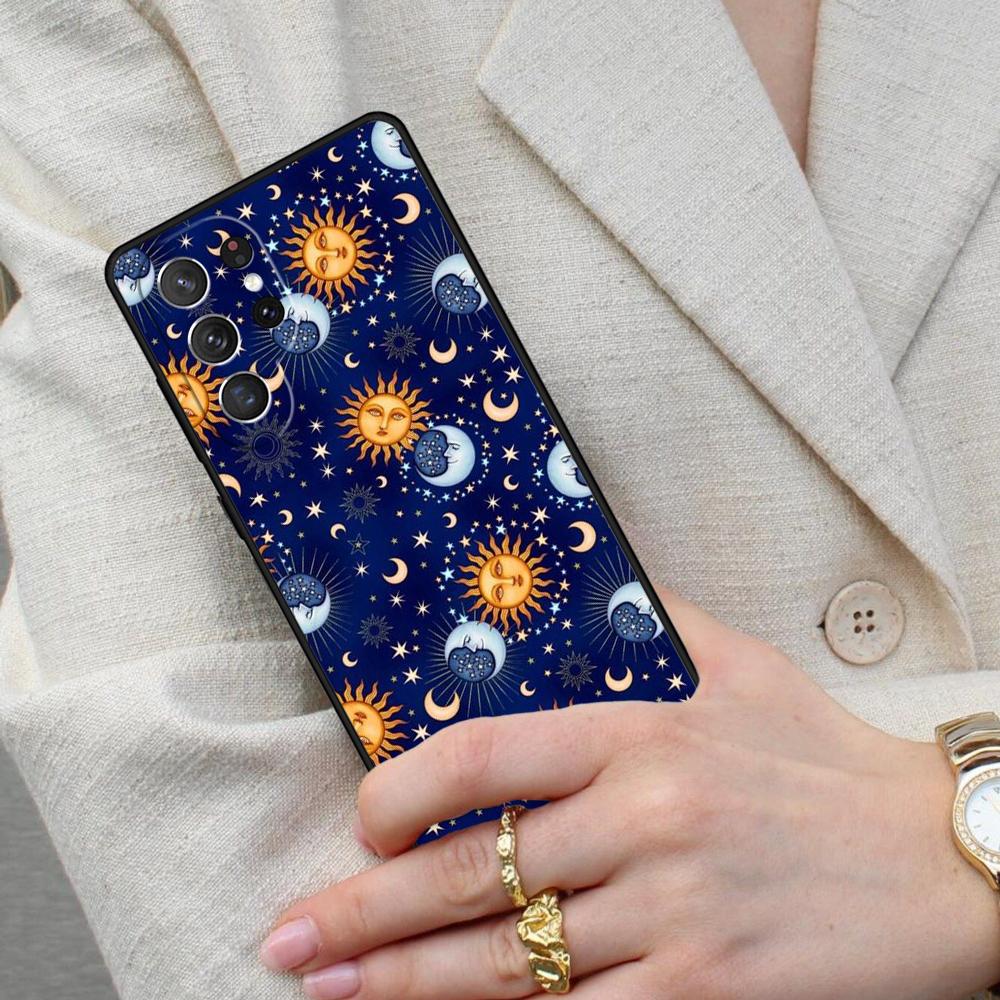 Sun Moon Face Cell Phone Case for Samsung Galaxy S26 Ultra S25 S24 S23 S22 S21 S20 Note10 Cover