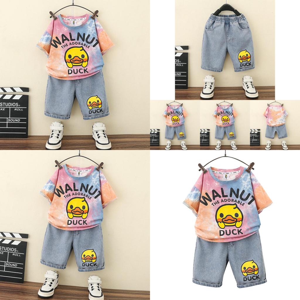 Trendy Little Yellow Duck Boys Summer Outfit Set For Stylish Kids Aged 3 To 8