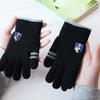 Winter Warm Gloves for Students Five Finger Separate Wool and Velvet Thickened Solid Color Full Finger Gloves