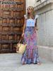Floral Print Midi Skirt Women Summer Casual Vacation Maxi Dress