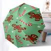 Parapluie de voyage sur le thème du bonhomme en pain d'épice - 8 baleines, ouverture et fermeture automatiques, design pliable portable, parapluie compact et élégant adapté