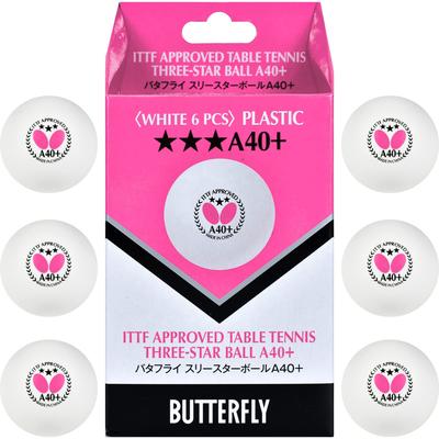 Butterfly Table Tennis Butterfly Three Star Ball White Pack of 95780 White Balls, A40+ (270), 6, (270)