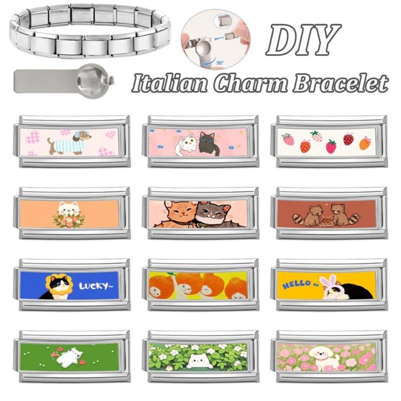 Photo Italian Modular Bracelet Band Link Connector Stainless Steel Texture Jewelry Accessories Suitable for Enthusiasts