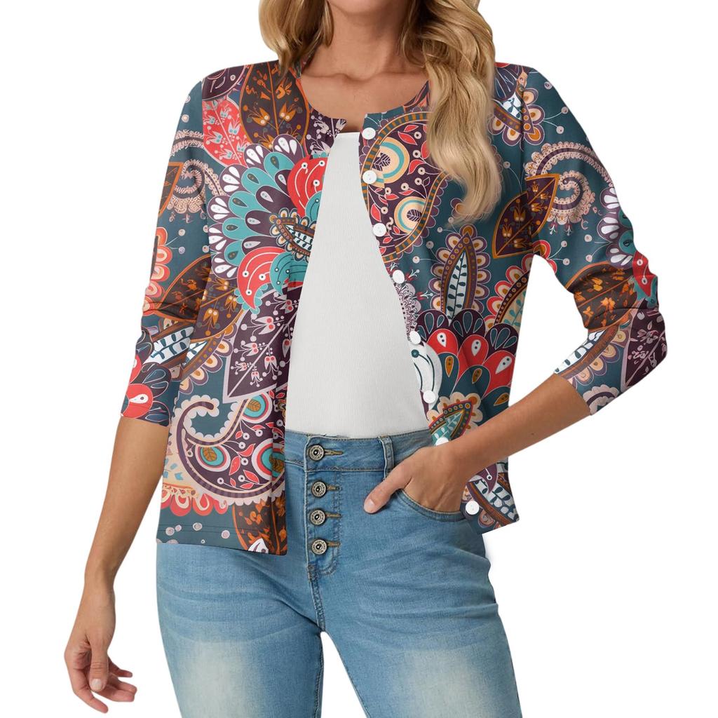 Women's Fashionable, Casual, Comfortable Floral Cardigan Jacket