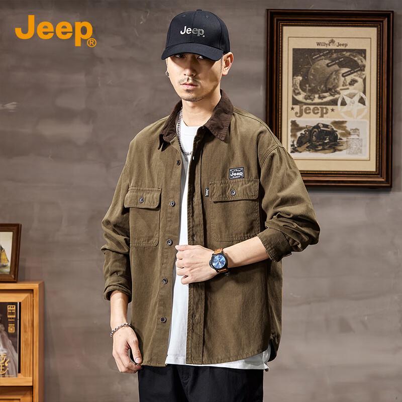 JEEP Men's Retro Loose Fit Denim Workwear Jacket