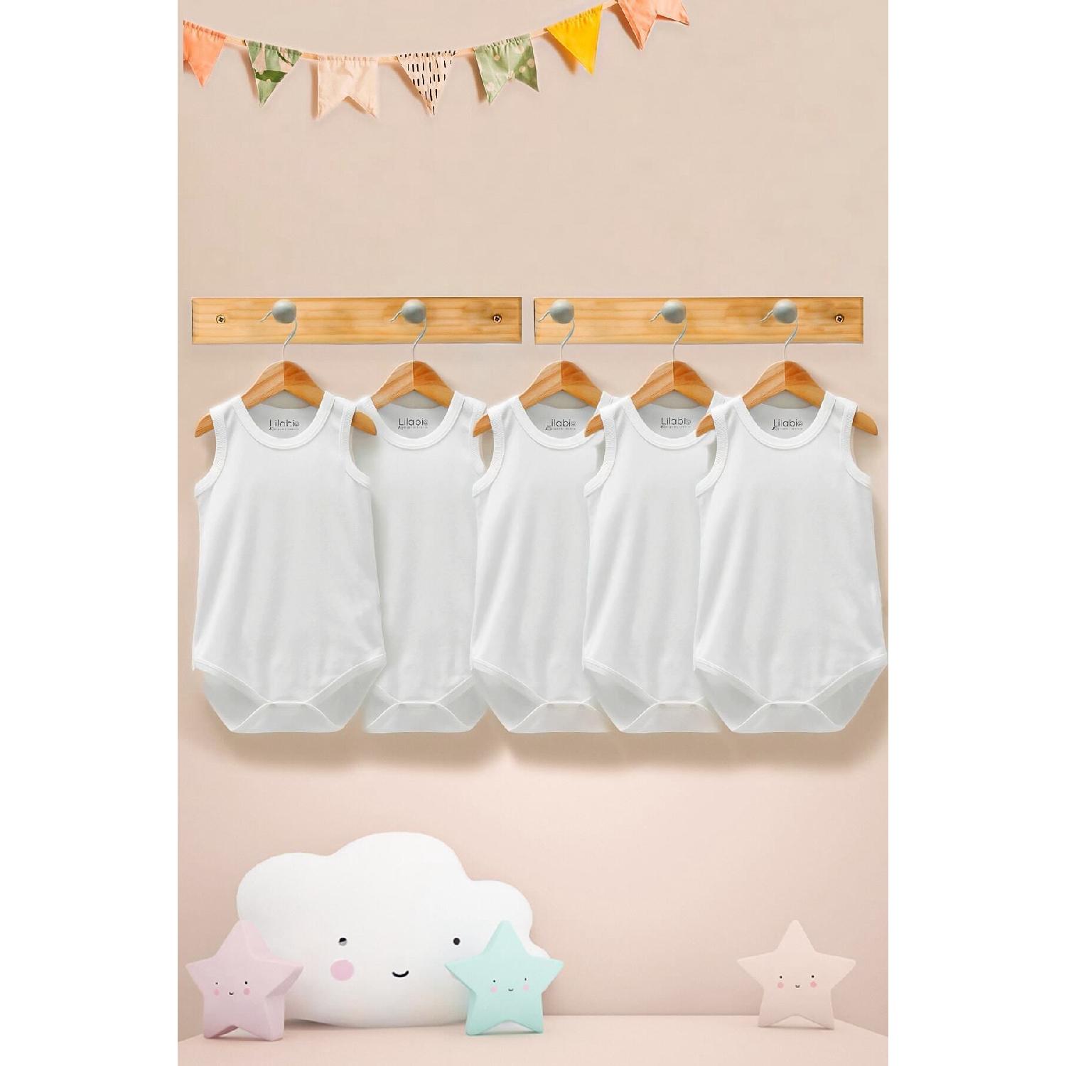 

Белая майка из 5 предметов из 100% органического хлопка, детское боди Yeni Doğan белый