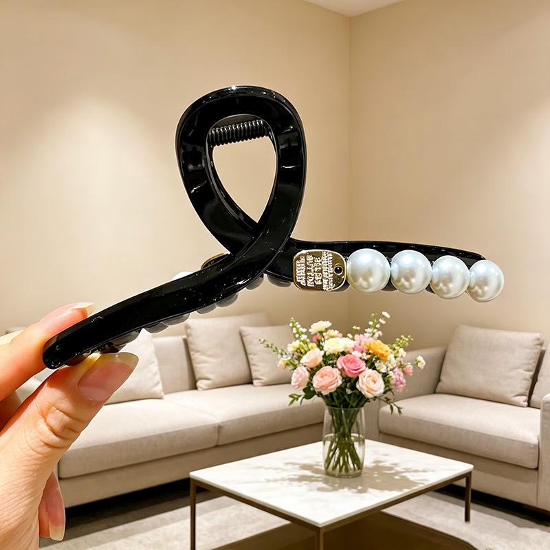 Elegante Schwarze Strass-Haarklammer - Großes High-End-Accessoire