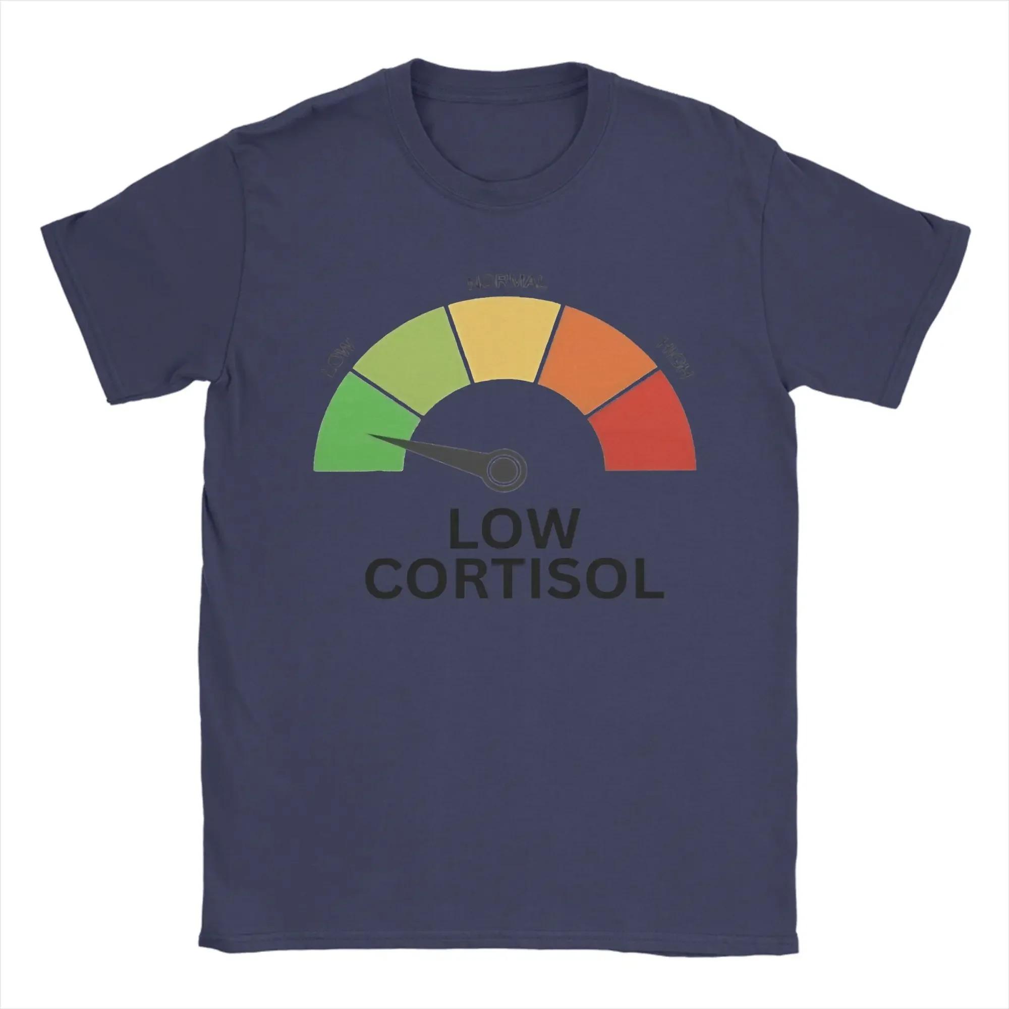 

Low Cortisol Funny Stress Gauge Graphic T-Shirt Casual Mental Health Meme White Unisex Women And Men T-shirts M