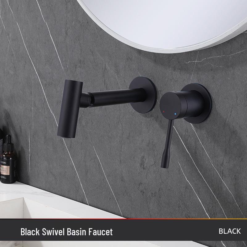 Tenban Rotatable Wall-Mounted Copper Gunmetal Faucet for Hot & Cold Washbasin.